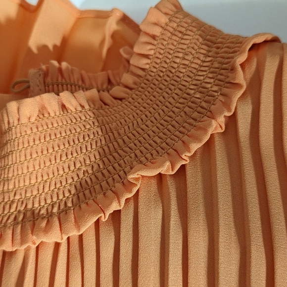 Nanette Lepore Accordian pleated melon Cocktail dress sz 14 NEW - Picture 4 of 10